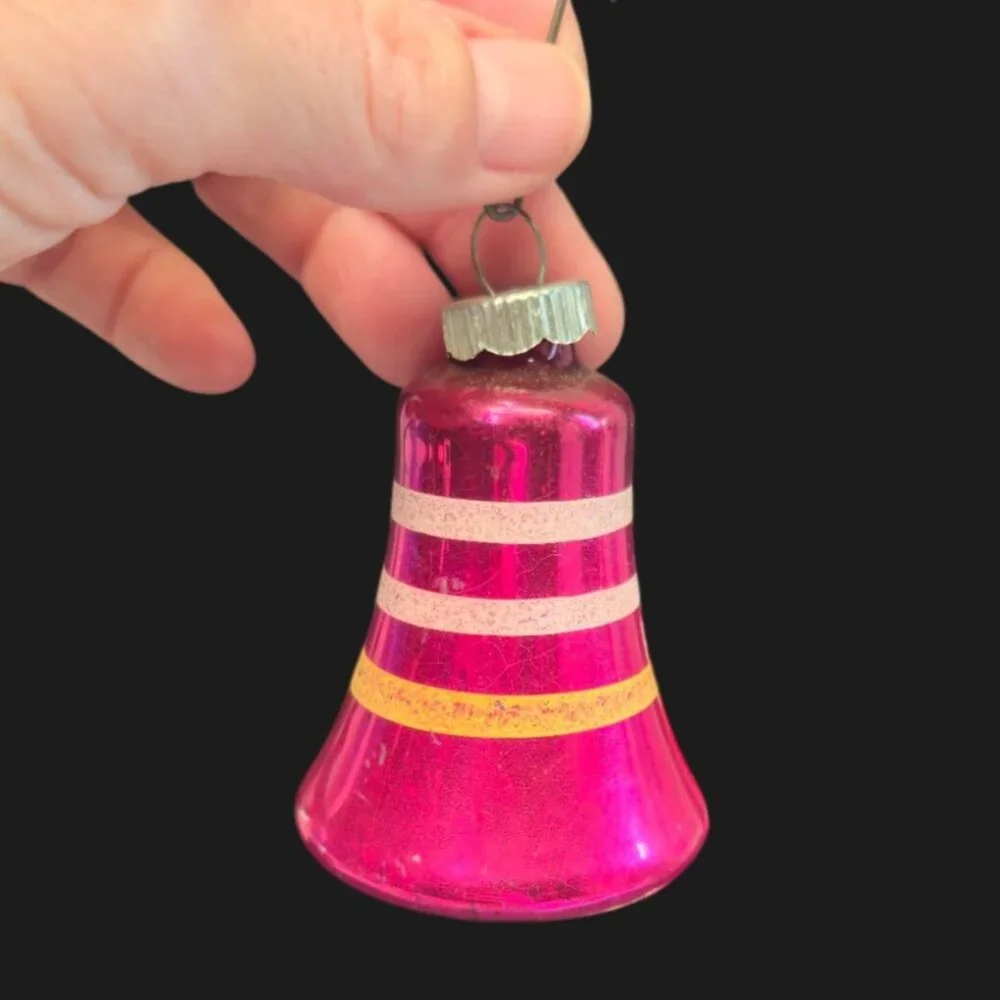 Vintage Shiny Brite Ornaments double Indent Bell Teardrop Mercury Glass bulbs 6 - Picture 16 of 16